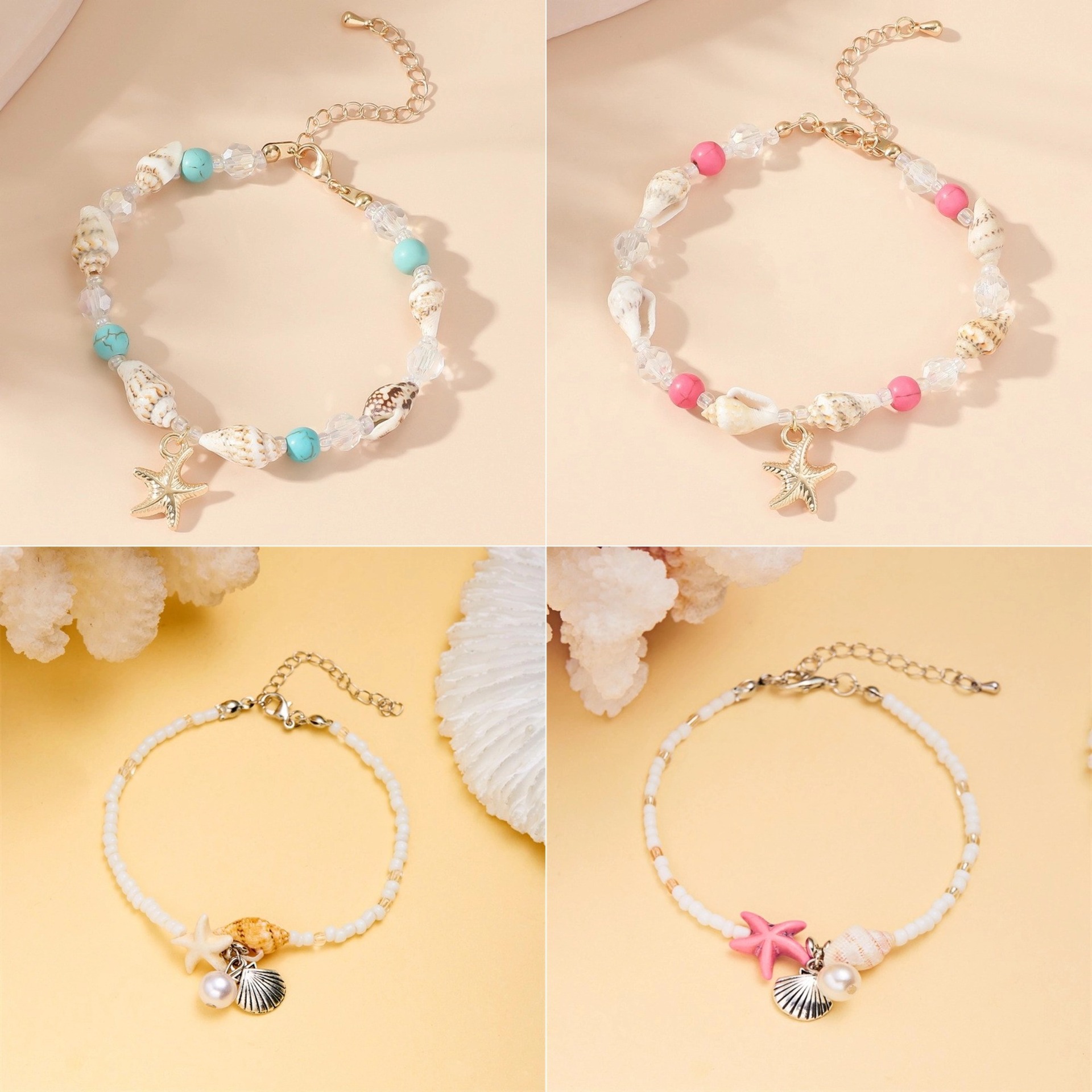 Wholesale Europe and the United States cross-border natural wind starfish shell bracelet conch shell rice beads bracelet small fresh temperament rice