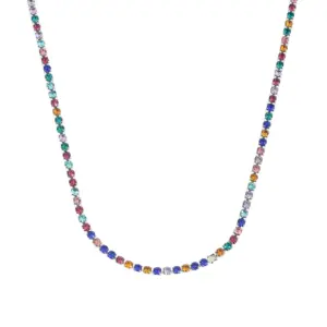 Color 3mm Diamond Silver Necklace