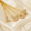 Wholesale 304 Stainless Steel Copper K Gold Plated Three-dimensional Inlay Letter Zircon Pendant Necklace