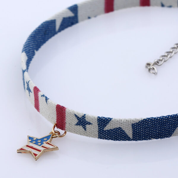 Wholesale New Denim Necklace Fashion Five-pointed Star Flag Necklace Independence Day Necklace All-match Jewelry Cross-border Hot Sale