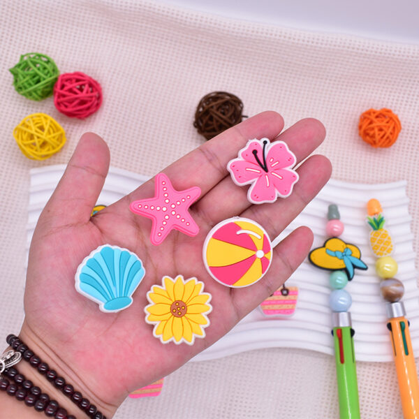Wholesale Ballpoint pen beaded accessories fun stationery diy cartoon jewelry PVC summer detachable beads in stock