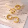 Vacuum Plating Real Gold Plated 18K Gold Round 304 Stainless Steel Titanium Steel Simple Style Waterproof Non Tarnish Hoop Earrings