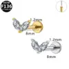 Wholesale 1 Piece Ear Cartilage Rings & Studs Elegant Moon Pure Titanium Polishing Plating Inlay Zircon 18K Gold Plated White Gold Plated Ear Cartilage Rings & Studs