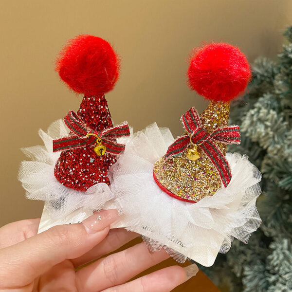 Wholesale Cross-border New Christmas Hairpin Fluffy Ball Hair Accessories Sequins Gauze Skirt Hairpin Party Decoration Headwear Cute Headwear