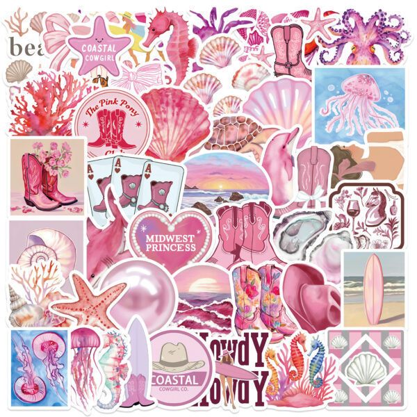 Wholesale 50 pink coast girl cartoon series stickers