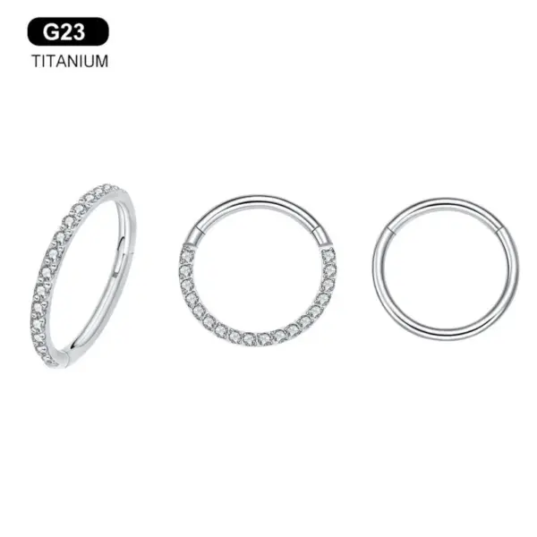 Wholesale G23 Titanium Embedded Zirconia Seamless Simple Personality Piercing Ear Bone Ring Nose Ring Body Piercing Round Design Unisex