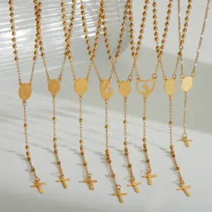 Wholesale Jewelry Religion Ethnic Style Classic Style Portrait Jesus Stainless Steel 203L 18K Gold Plated Necklace