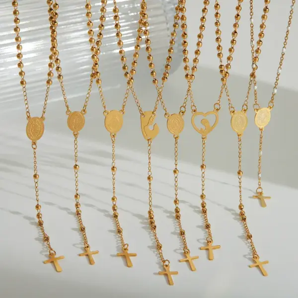 Wholesale Jewelry Religion Ethnic Style Classic Style Portrait Jesus Stainless Steel 203L 18K Gold Plated Necklace