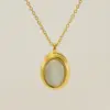 Wholesale PVD Coated 18K Gold Plated Oval 304 Stainless Steel Elegant Waterproof Non Tarnish Earrings Necklace