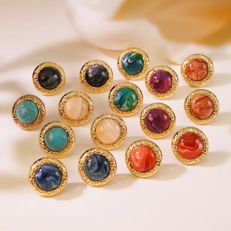 Wholesale 304 Stainless Steel Plastic Geometric Electroplating Imitation Gold Elegant Vintage Style Ear Studs