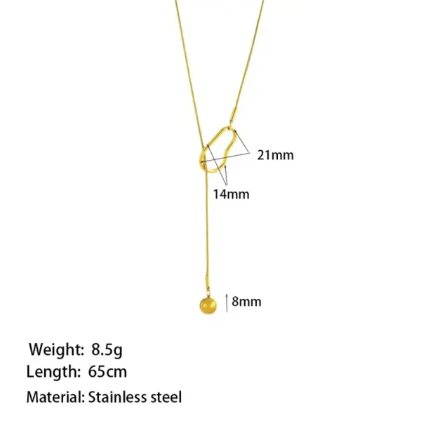 PVD Coated Real Gold Plated 18K Gold Geometric 304 Stainless Steel Simple Style Commute Waterproof Non Tarnish 304 Stainless Steel Lobster Trigger Clasp Closure Y-Necklace
