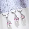 oly-642e6d62dcda6e847801bb6abcbbc1b3 Wholesale Jewelry IG Style Fairy Style Lady Geometric Water oplets Copper Artificial Crystal Artificial Zircon White Gold Plated Plating Hollow Out Inlay Cable Chain Jewelry Set