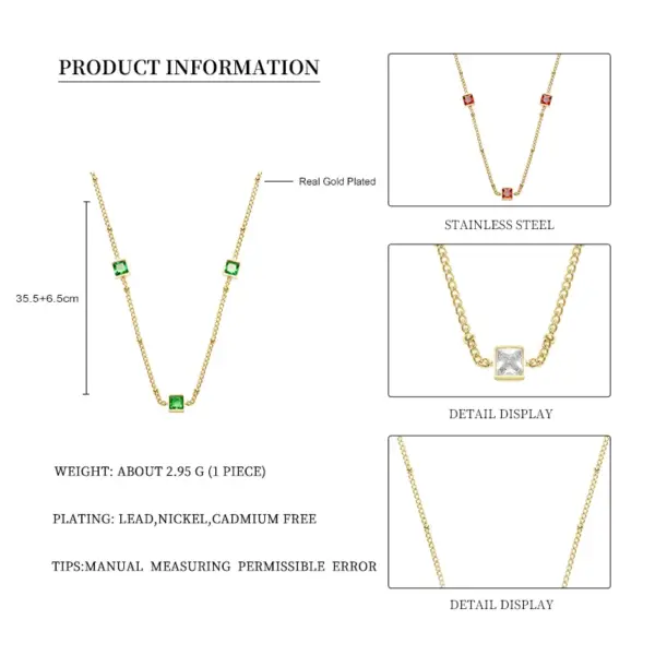 PVD Coated 18K Gold Real Gold Plated Geometric 304 Stainless Steel Simple Style Waterproof Non Tarnish 304 Stainless Steel Necklace