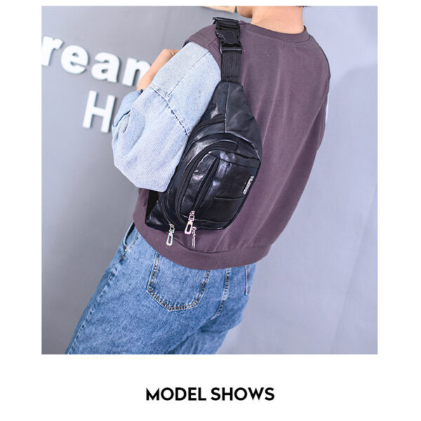 Wholesale New Cross-border Men's Outdoor Sports Waterproof Crossbody Bag Lightweight Travel PU Mobile Phone Bag Casual Large Capacity Bag