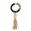 Wholesale silicone tassel beaded bag accessories Wristlet Keychain