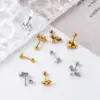 1 Piece 316L Stainless Steel Copper Zircon Ear Cartilage Rings & Studs Heart Shape Waterproof Non Tarnish Surgical Steel Ear Cartilage Rings & Studs