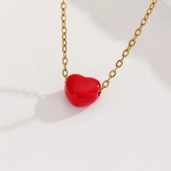 Wholesale Jewelry Cute Simple Style Heart Shape Stainless Steel 18K Gold Plated Plating Pendant Necklace