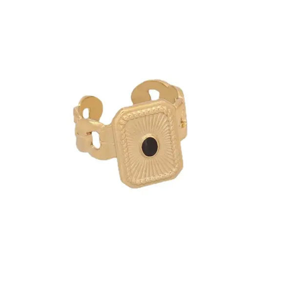 Wholesale PVD Coated 18K Gold Real Gold Plated Geometric Stainless Steel Fashion Waterproof Non Tarnish Open Ring