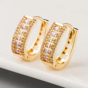 Wholesale Korean Earrings Female Earrings Copper Inlaid Zircon Plating 18k Real Gold Gold French Earrings