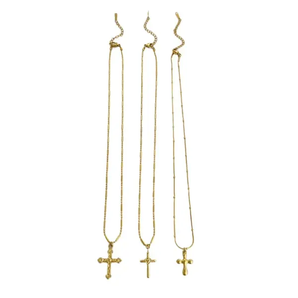 Wholesale Jewelry Modern Style Classic Style Cross Titanium Steel Plating Pendant Necklace
