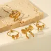 Wholesale PVD Coated Real Gold Plated 18K Gold Butterfly Bow Knot 304 Stainless Steel Sweet Simple Style Waterproof Non Tarnish Open Rings