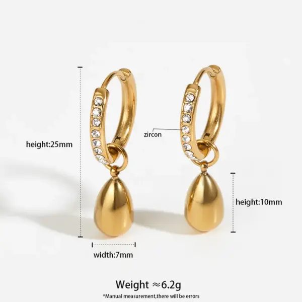 Wholesale PVD Coated Real Gold Plated 16K Gold White Gold Plated Water Droplets 304 Stainless Steel Elegant Modern Style Waterproof Non Tarnish Earrings