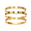 304 Stainless Steel Simple Style Plating Geometric Zircon Bangle