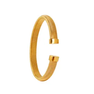 Ck652 Open-End Polished Gold Bracelet 8mm