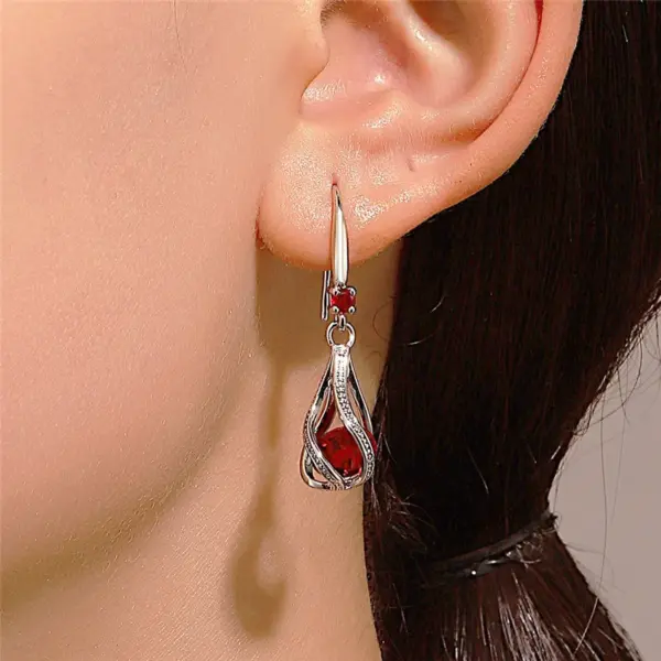 oly-644a48621eeda48693e3b990a5fd8b32 Wholesale Jewelry IG Style Fairy Style Lady Geometric Water oplets Copper Artificial Crystal Artificial Zircon White Gold Plated Plating Hollow Out Inlay Cable Chain Jewelry Set