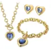 Wholesale Fashion Heart Shape Stainless Steel Plating Inlay Glass Bracelets Earrings Necklace