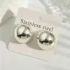 Electroplating Golden Plated Silver Plated Round Oval 304 Stainless Steel Casual Modern Style Simple Style Polishing Earrings