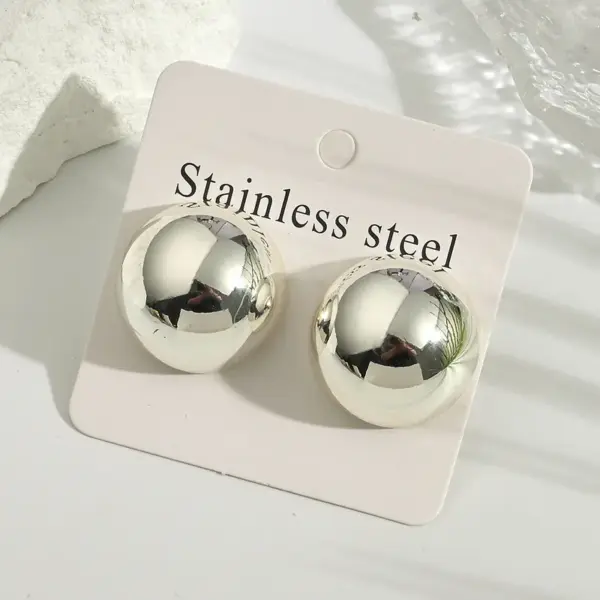 Electroplating Golden Plated Silver Plated Round Oval 304 Stainless Steel Casual Modern Style Simple Style Polishing Earrings