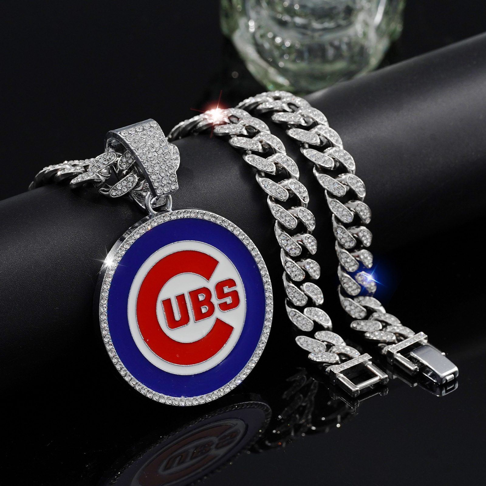 Wholesale Fashionable colorful oil op necklace hip hop full diamond Cuban chain