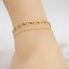 Wholesale Ferroalloy Heart Shape Vacuum Plating Real Gold Plated IG Style Casual Simple Style Waterproof Non Tarnish Handmade Gold Anklet