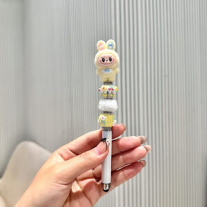 Stylus pen + 0.5mm pen tip / Yellow Rabbit Ears Cloth - White Pen