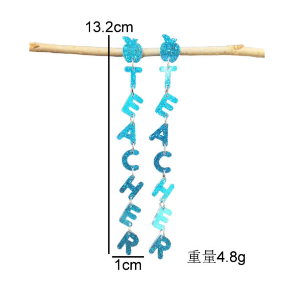 Wholesale Cross-border European and American Opening Season Graduation Season Teachers' Day Acrylic Earrings Long Simple Sequins English Letter Earrings