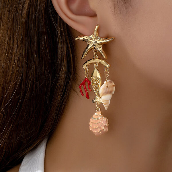 Wholesale Beach-style starfish and seashell earrings