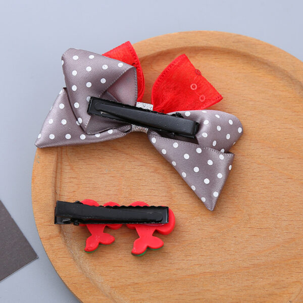 Wholesale Girl's Hair Accessories Resin Bow Hairpin Two-Piece Sunflower Strawberry Cherry Cute Wave Dot Hairpin Set