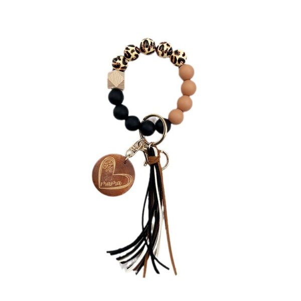 Wholesale Leopard Print Wooden Beads Silicone Beads Bracelet Keychain
