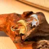 Wholesale PVD Coated Real Gold Plated 18K Gold Star Moon 304 Stainless Steel Casual Retro Waterproof Non Tarnish Open Rings