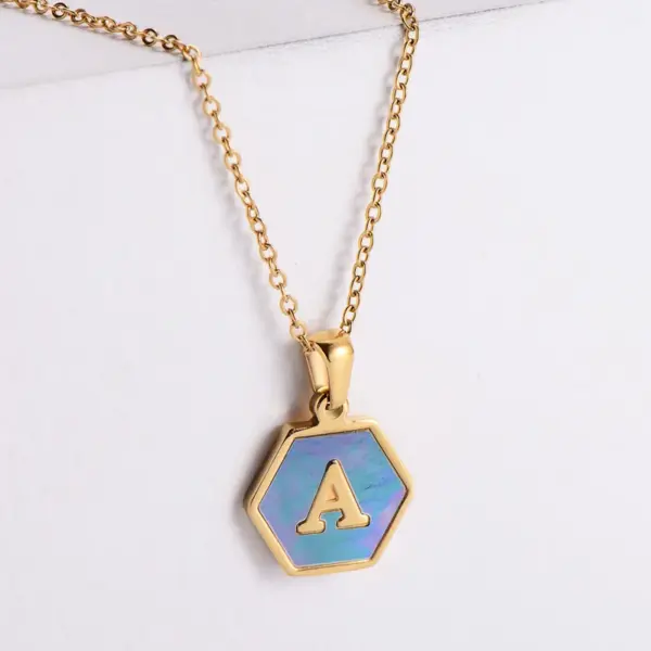 PVD Coated 18K Gold Plated Letter 304 Stainless Steel Simple Style Waterproof Non Tarnish 304 Stainless Steel Pendant Necklace