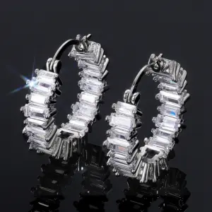 E795 Rectangular White Gold Color