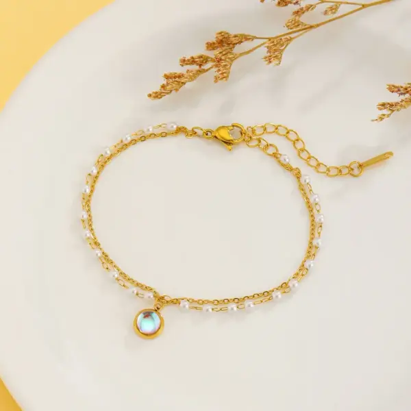 PVD Coated Real Gold Plated 18K Gold Rabbit Sun Heart Shape Titanium Steel Sweet Waterproof Non Tarnish Titanium Steel Bracelets