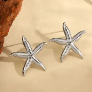 Starfish Stud Earrings-Silver