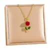 Wholesale Titanium Steel Rose Flower Full Drill Luxury Necklace Women's Versatile Clavicle Chain Bohemian Style Elegant Craftsmanship