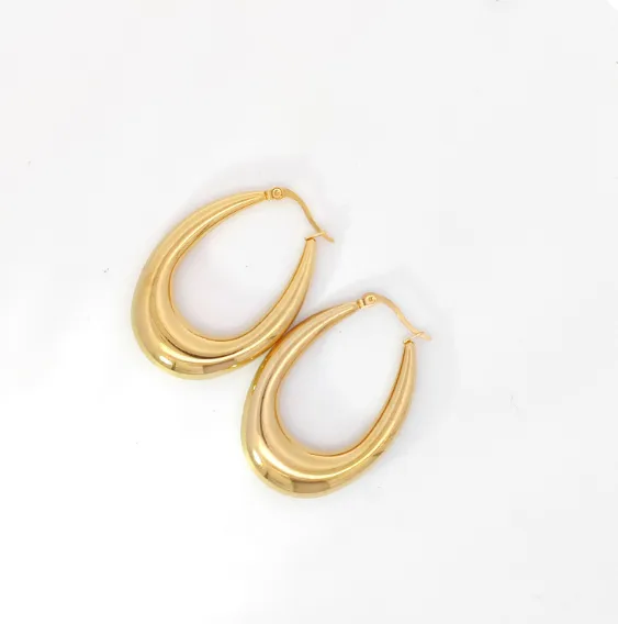 Wholesale PVD Coated 18K Gold Plated Water Droplets Stainless Steel French Style Waterproof Non Tarnish Earrings