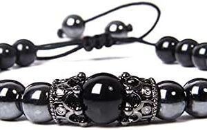 Obsidian crown bracelet