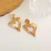 Wholesale Style Stainless Steel Simple Leaf-Shapepd Stud Earrings Bow Love Heart Stud Earrings Exaggerated Metallic Non-Fading Big Ear Ring