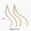 Wholesale 304 Stainless Steel Simple Zircon Pendant Tassel Long Earrings For Women 16K Real Gold Plated Platinum Plated Vacuum Electroplating (Fired) Waterproof Non-Fading Earrings