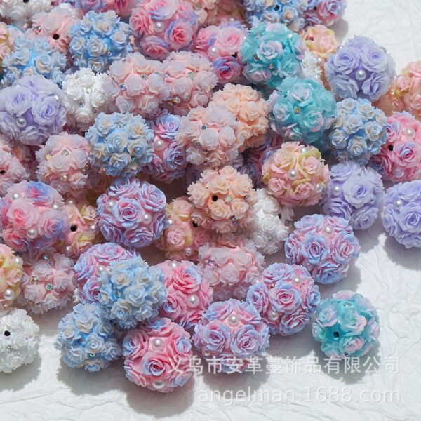 Wholesale cross-border rose ball beads ceramic mud beads heavy industry beaded diamond ball diy mobile phone chain beaded pen accessories